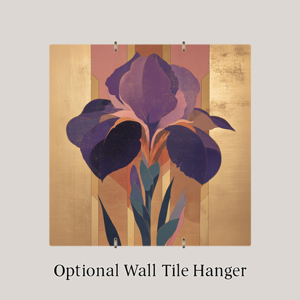 Art Deco Iris Flower Ceramic Art Tile: Roaring 20s Wall Decor Art Nouveau Maximalist Gallery Home Decor Iris Lover Gift