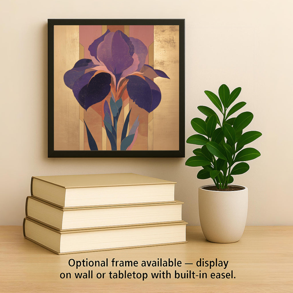 Art Deco Iris Flower Ceramic Art Tile: Roaring 20s Wall Decor Art Nouveau Maximalist Gallery Home Decor Iris Lover Gift
