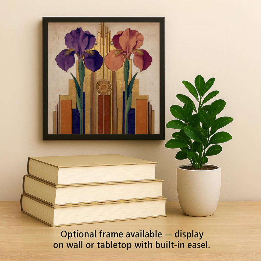 Art Deco Iris Pair Ceramic Art Tile: Roaring 20s Wall Decor Anniversary Gift Art Nouveau Gallery Home Decor Couples Iris