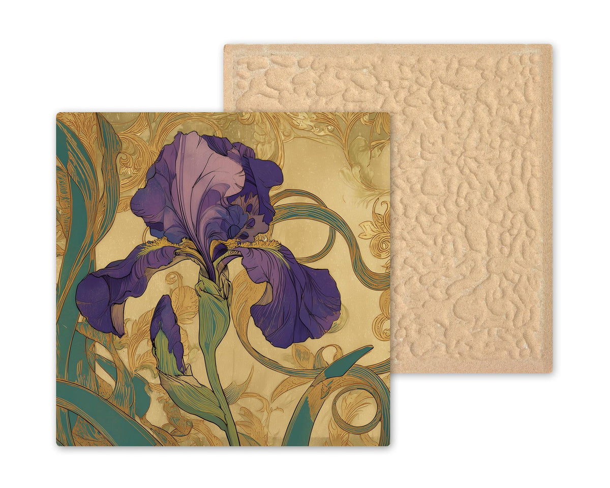 Art Nouveau Iris Ceramic Art Tile: Roaring 20s Wall Decor Vintage Botanical Floral Gallery Home Decor Iris Lover Gift Retro