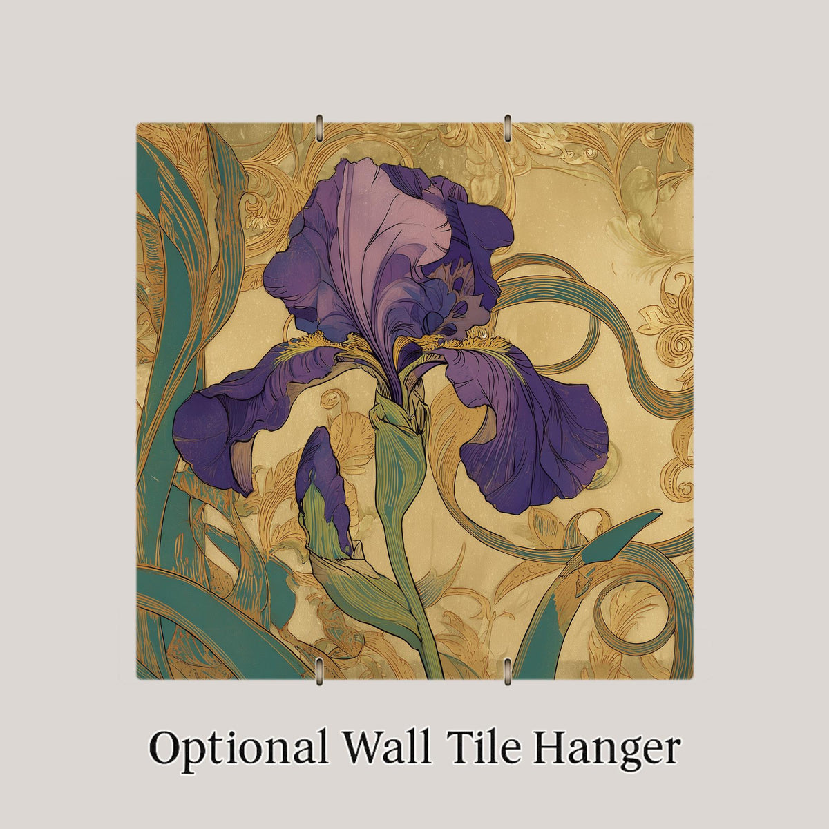 Art Nouveau Iris Ceramic Art Tile: Roaring 20s Wall Decor Vintage Botanical Floral Gallery Home Decor Iris Lover Gift Retro