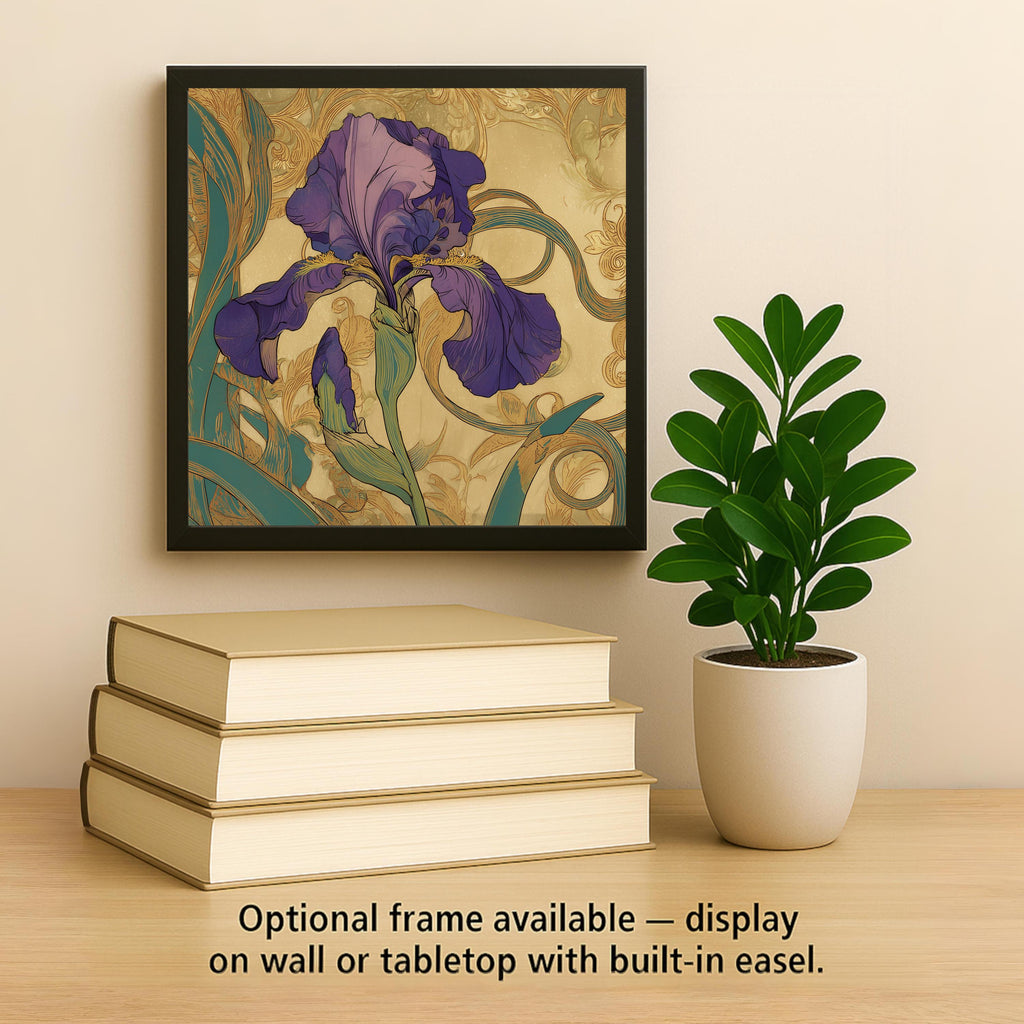 Art Nouveau Iris Ceramic Art Tile: Roaring 20s Wall Decor Vintage Botanical Floral Gallery Home Decor Iris Lover Gift Retro