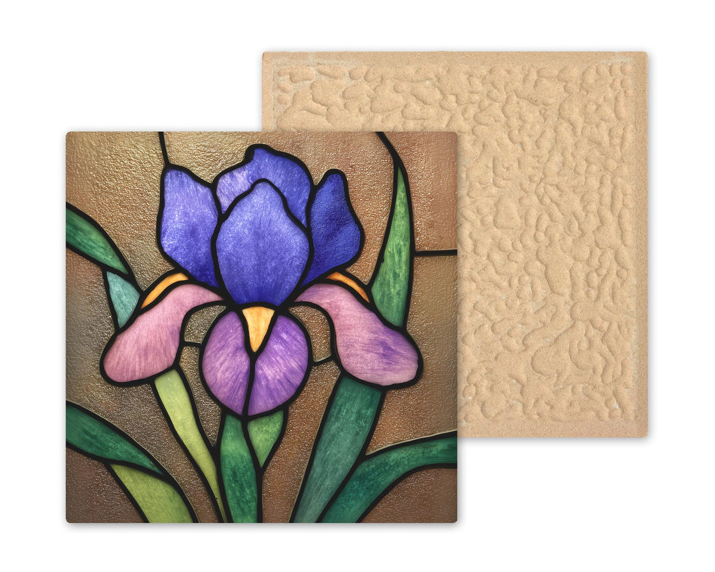 Stained Glass Iris Ceramic Art Tile: Art Nouveau Wall Decor Art Deco Roaring 20s Gallery Home Decor Iris Lover Gift Retro