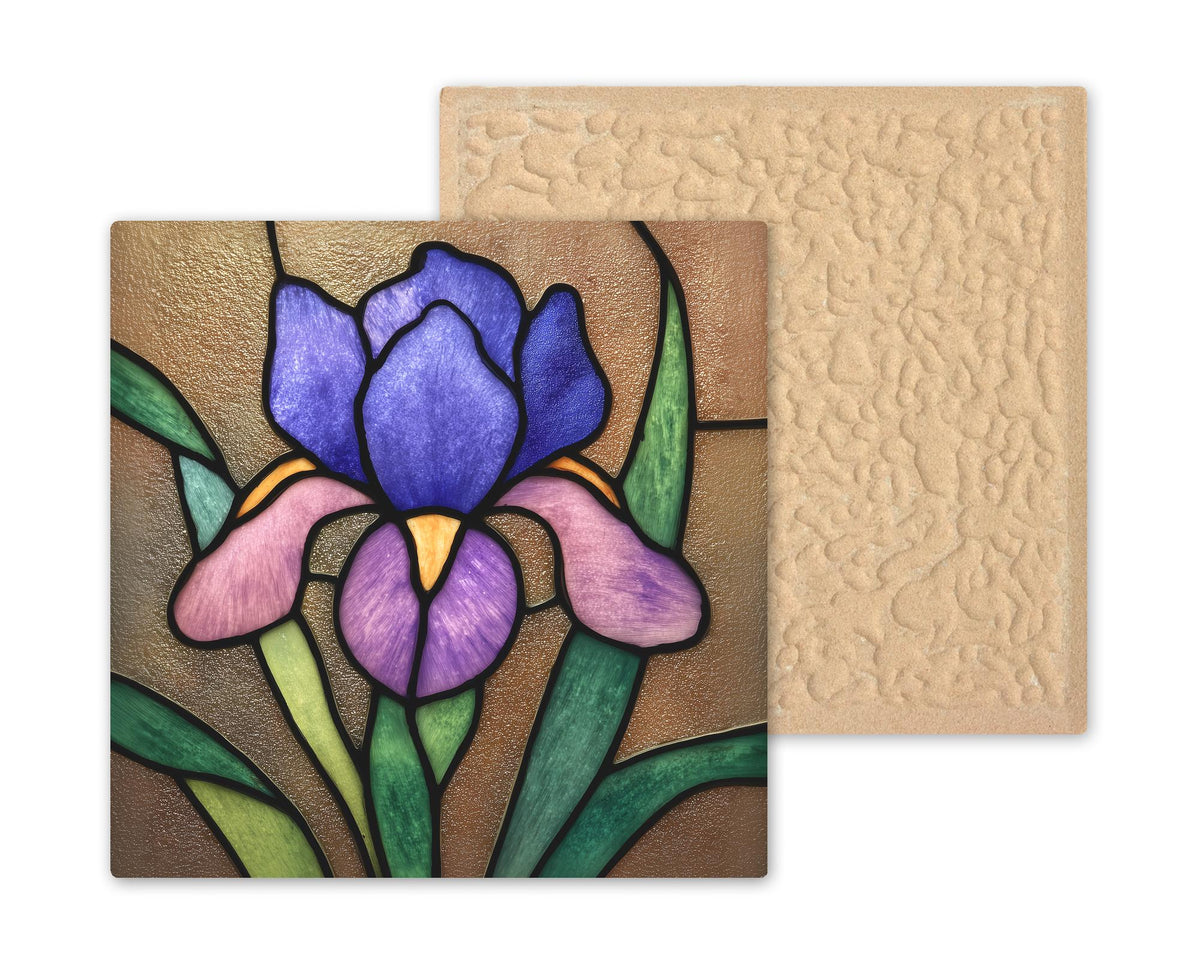 Stained Glass Iris Ceramic Art Tile: Art Nouveau Wall Decor Art Deco Roaring 20s Gallery Home Decor Iris Lover Gift Retro