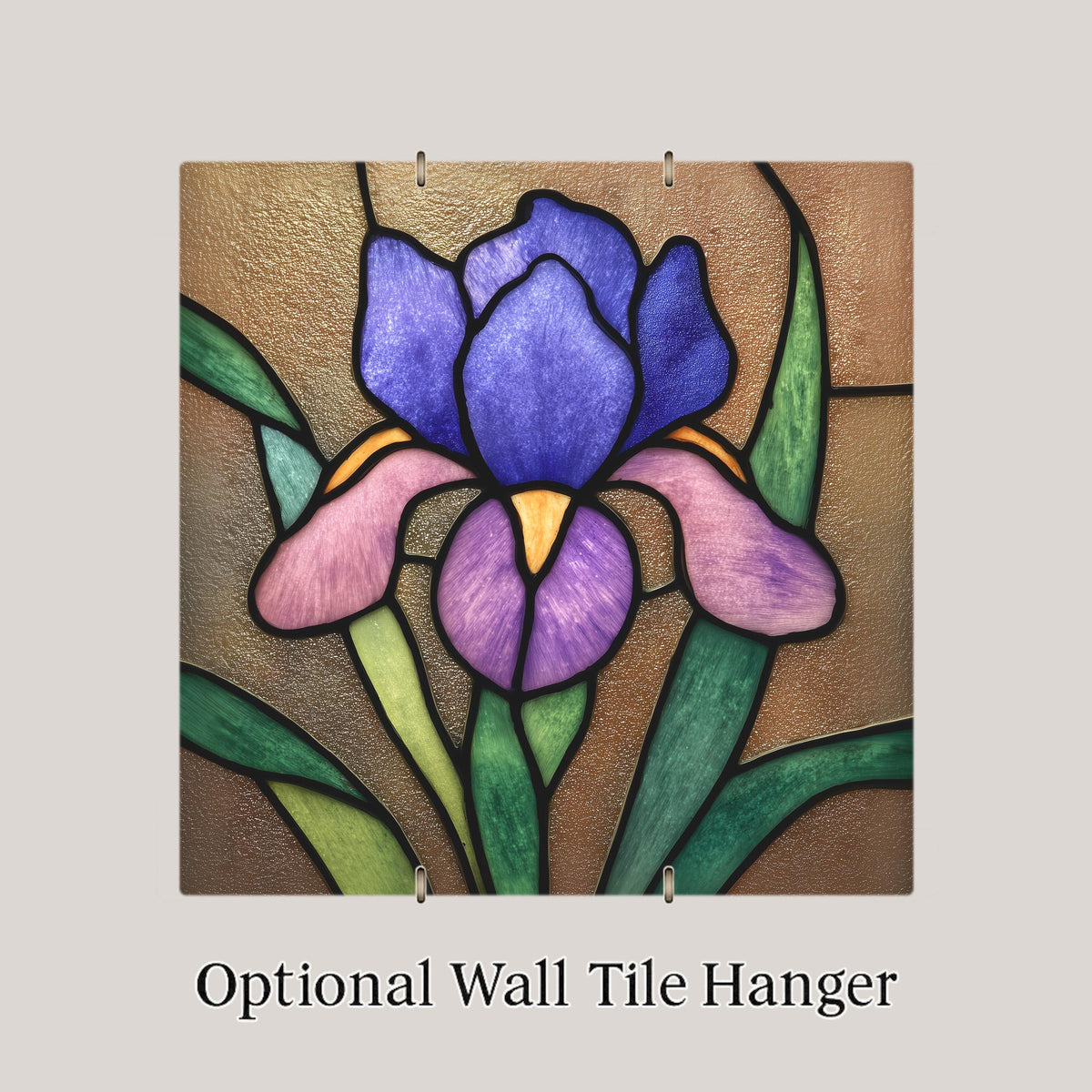 Stained Glass Iris Ceramic Art Tile: Art Nouveau Wall Decor Art Deco Roaring 20s Gallery Home Decor Iris Lover Gift Retro
