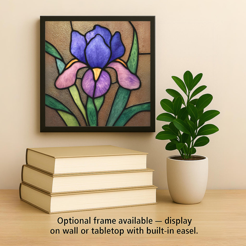 Stained Glass Iris Ceramic Art Tile: Art Nouveau Wall Decor Art Deco Roaring 20s Gallery Home Decor Iris Lover Gift Retro