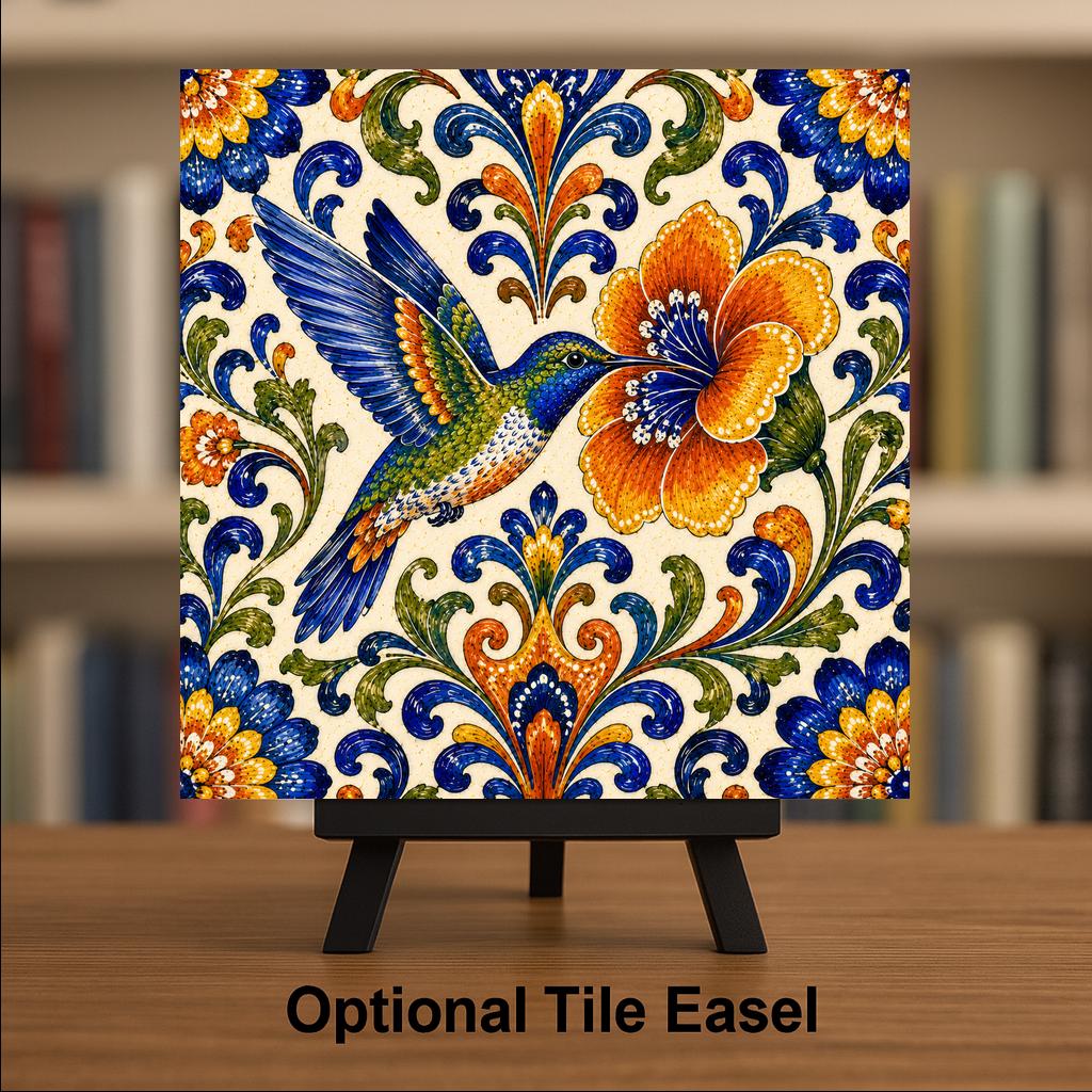 Hummingbird Wall Art Ceramic Tile Talavera Mexican Folk Art Kitchen Decor Hummingbird Tile Gift Bird Nature Art