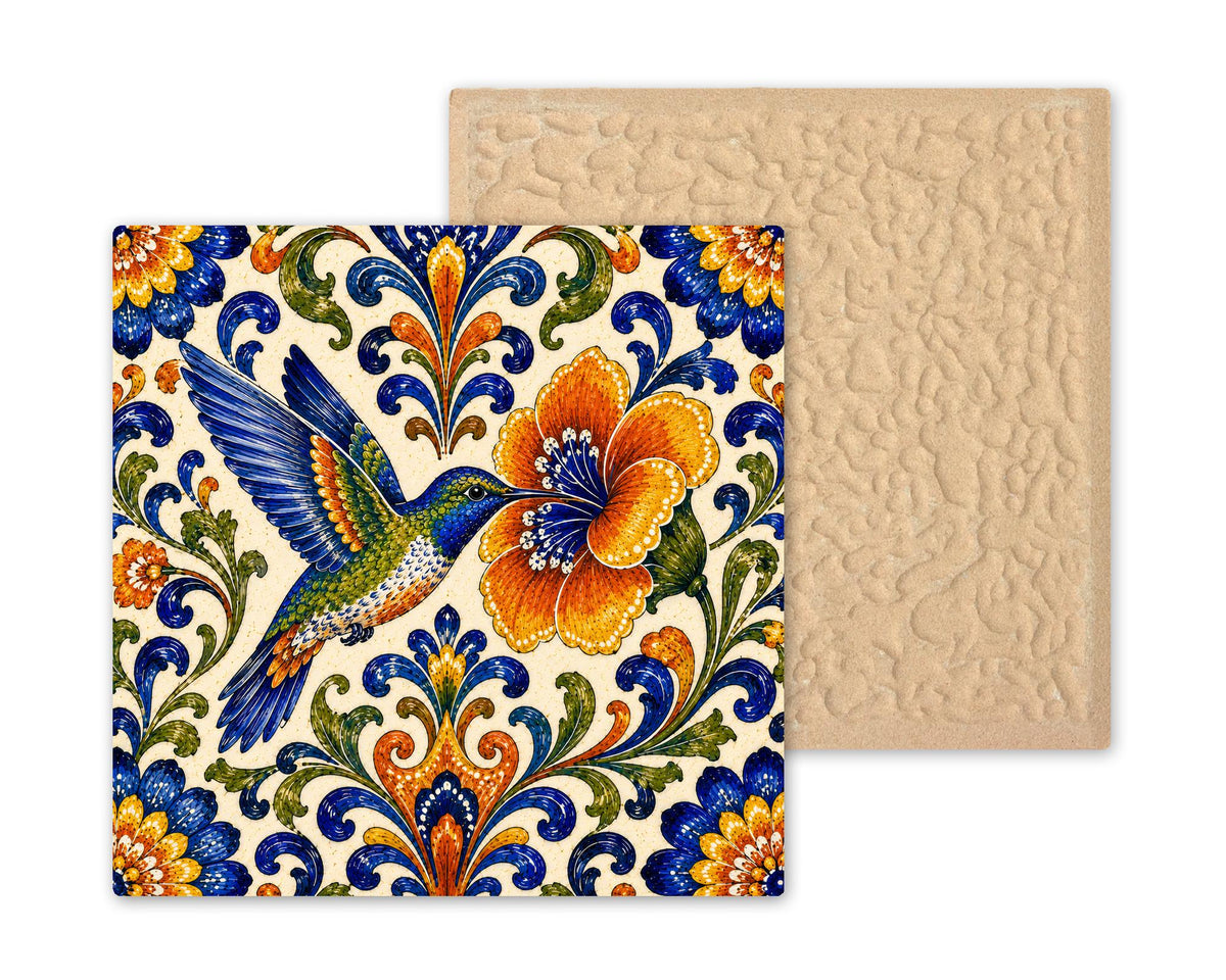 Hummingbird Wall Art Ceramic Tile Talavera Mexican Folk Art Kitchen Decor Hummingbird Tile Gift Bird Nature Art