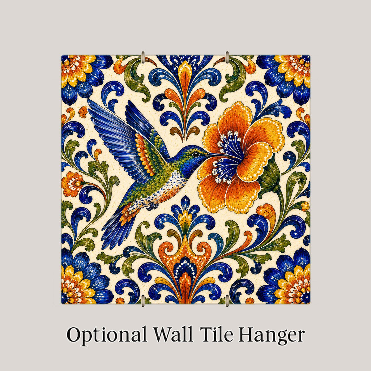 Hummingbird Wall Art Ceramic Tile Talavera Mexican Folk Art Kitchen Decor Hummingbird Tile Gift Bird Nature Art