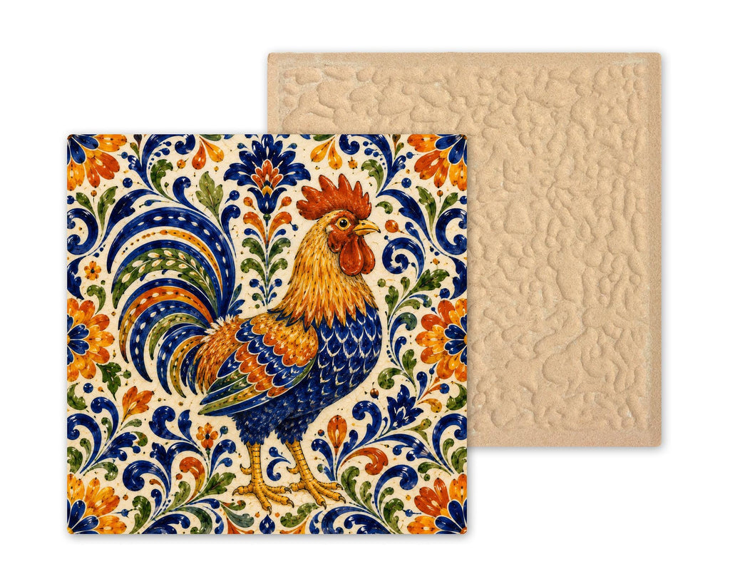 Talavera Rooster Wall Art Ceramic Tile Mexican Folk Art Decor Colorful Farmhouse Kitchen Bird Rooster Nature Art
