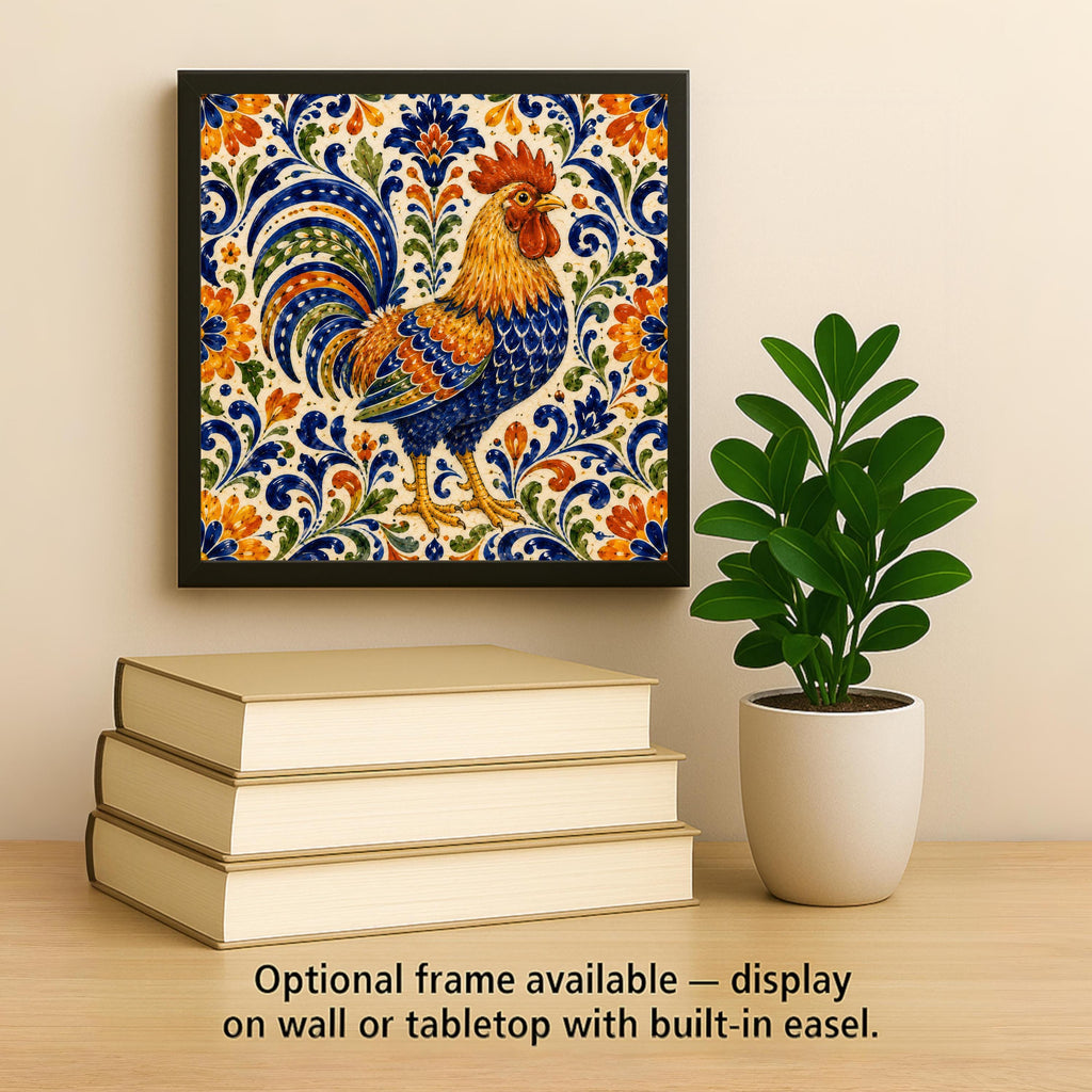 Talavera Rooster Wall Art Ceramic Tile Mexican Folk Art Decor Colorful Farmhouse Kitchen Bird Rooster Nature Art