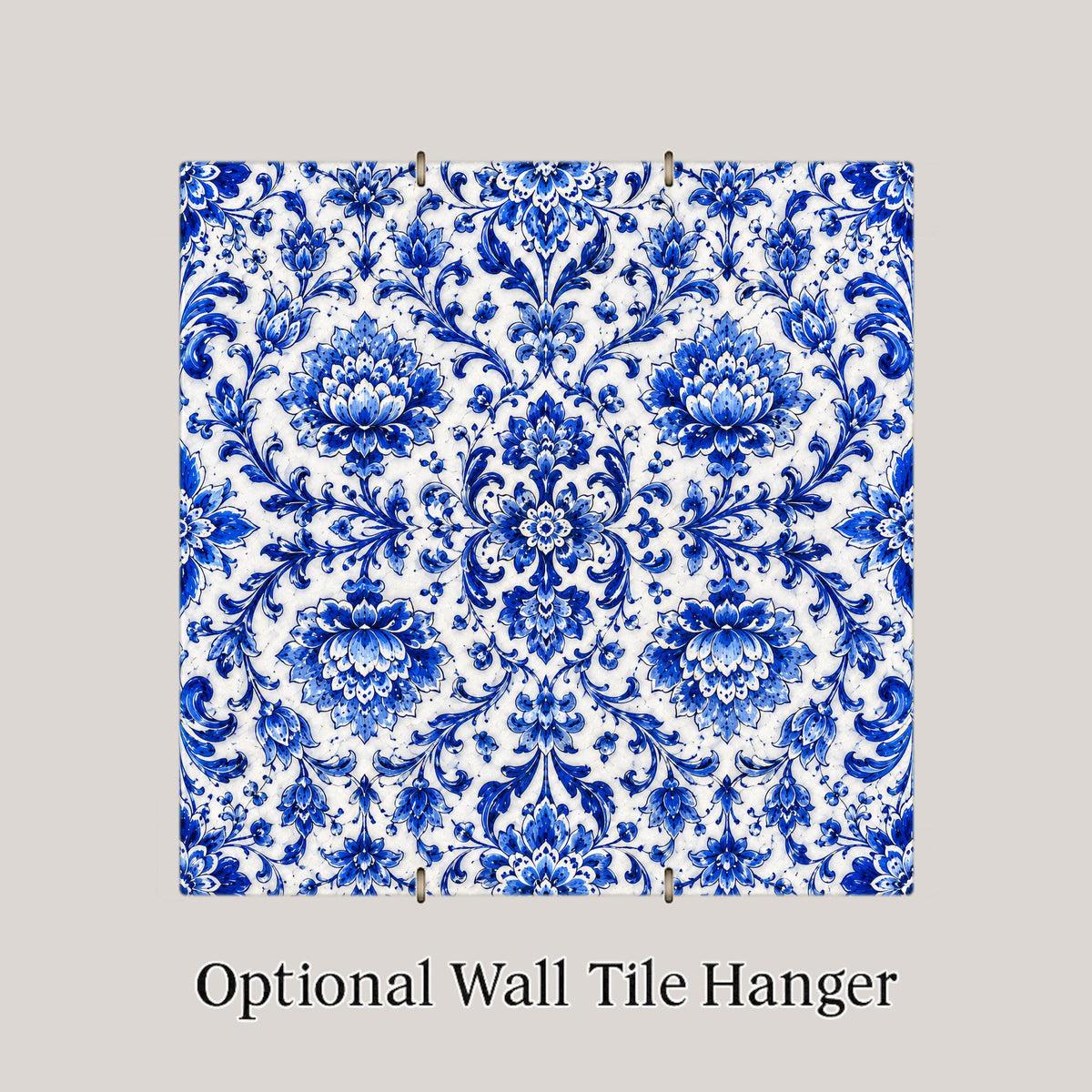Blue and White Floral Ceramic Tile | Sicilian Azulejo Majolica | Mediterranean Kitchen Wall Art | Patterned Accent Tile