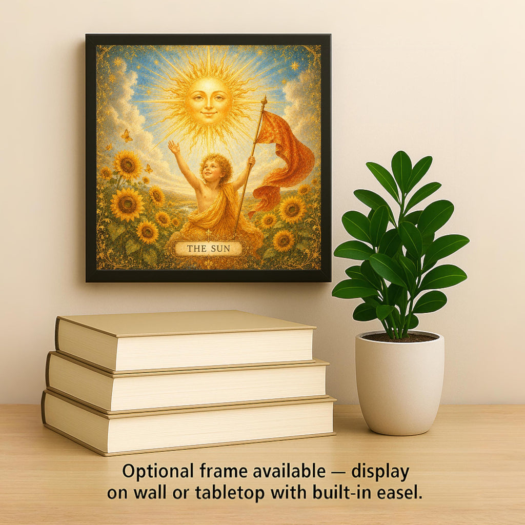 The Sun Tarot Wall Art Ceramic Tile Celestial Mystical Decor Vintage Esoteric Card Art Witchy Boho Sun Moon Tile