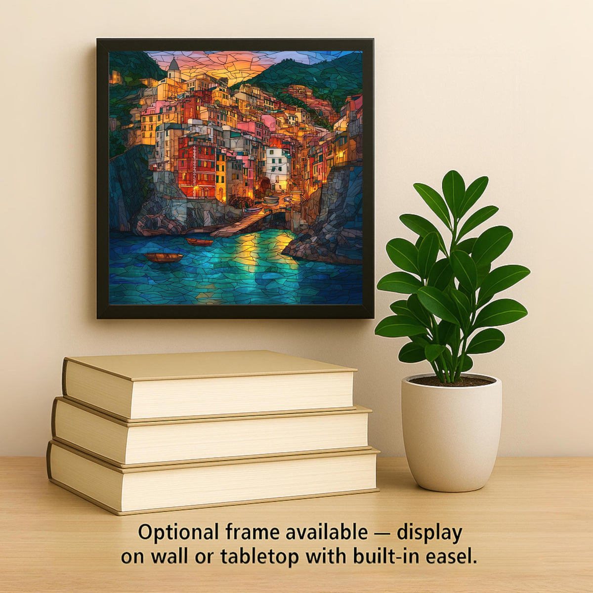 Cinque Terre Ceramic Art Tile: Riomaggiore Italy Coastal Wall Decor Italian Travel Gift Mediterranean Village Home Decor