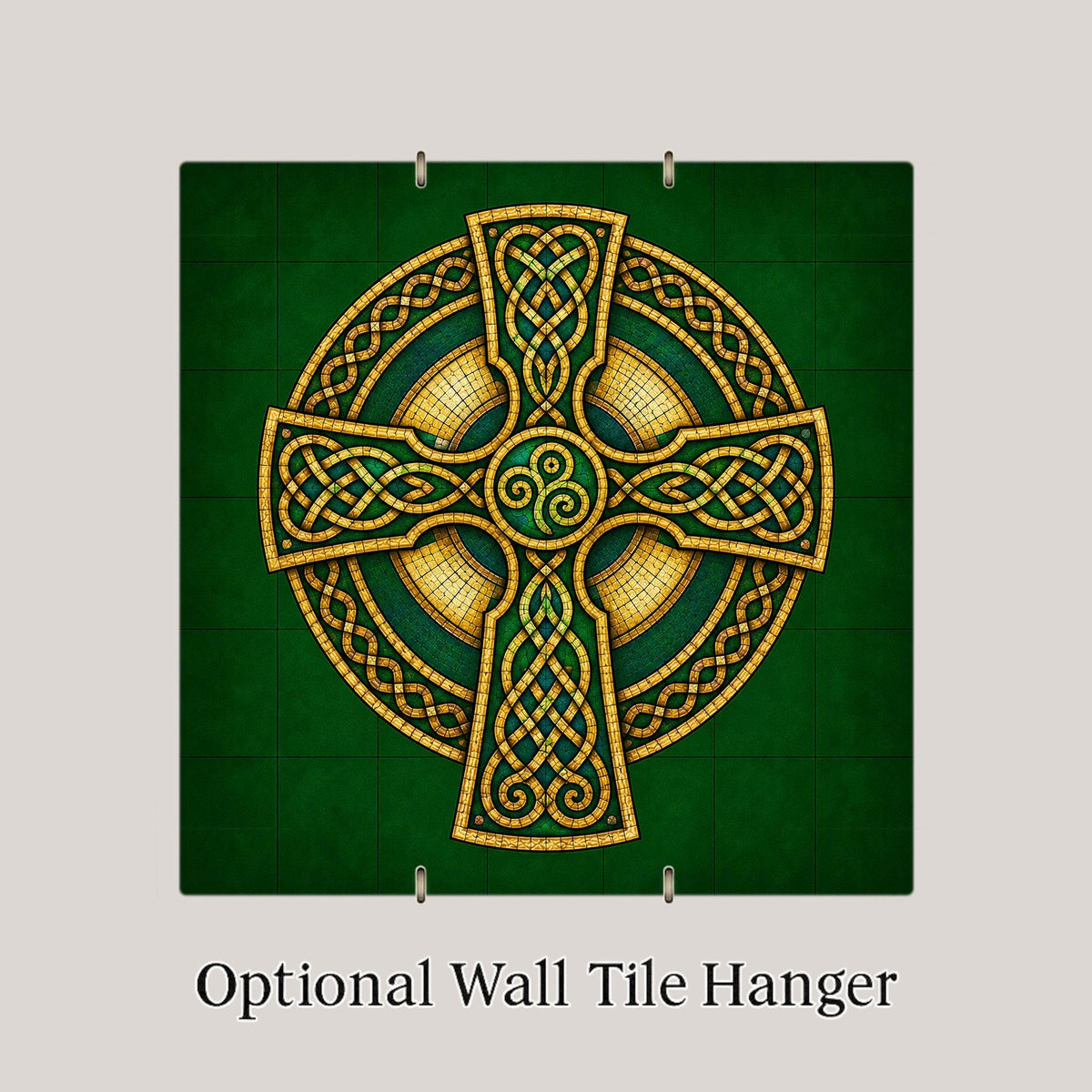 Celtic Cross Ceramic Art Tile: Irish Heritage Wall Decor Stained Glass Style Celtic Knot Cross Gift Home Decor Tile Art
