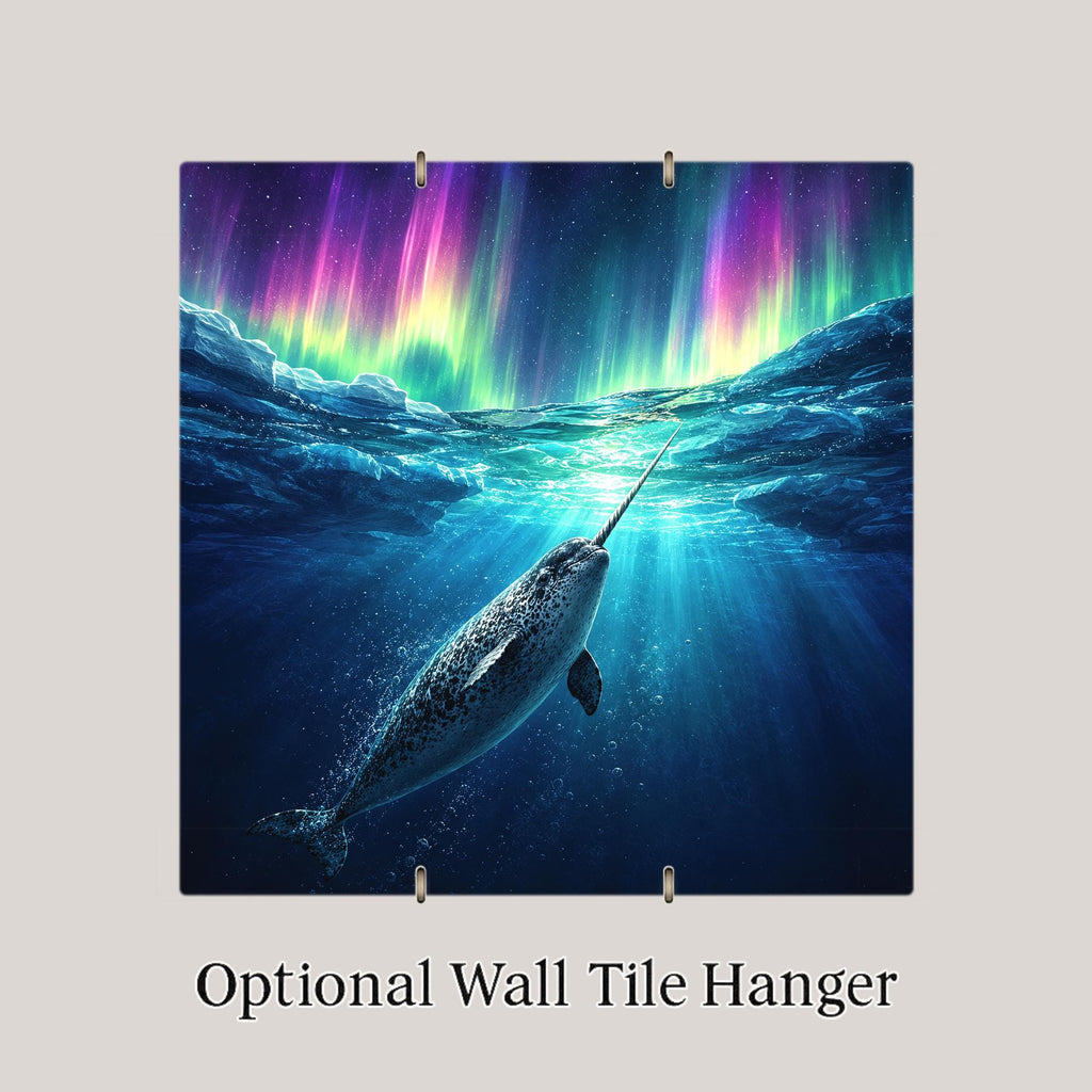 Narwhal Sea Unicorn Ceramic Art Tile – Aurora Ocean Decor, Coastal Beach House Accent