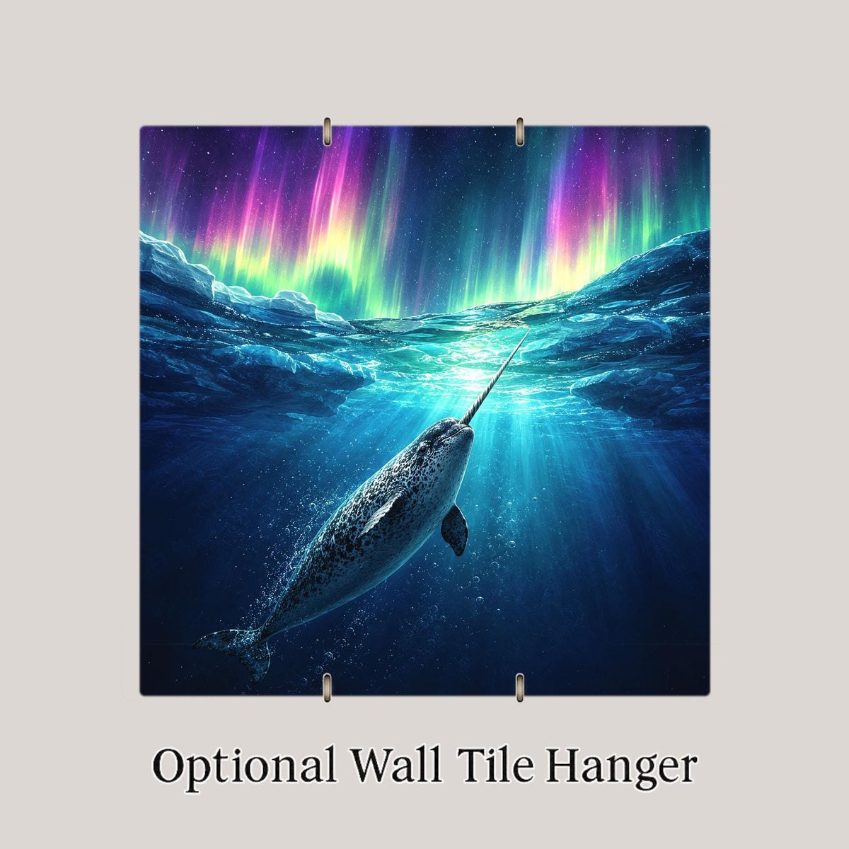 Narwhal Sea Unicorn Ceramic Art Tile – Aurora Ocean Decor, Coastal Beach House Accent