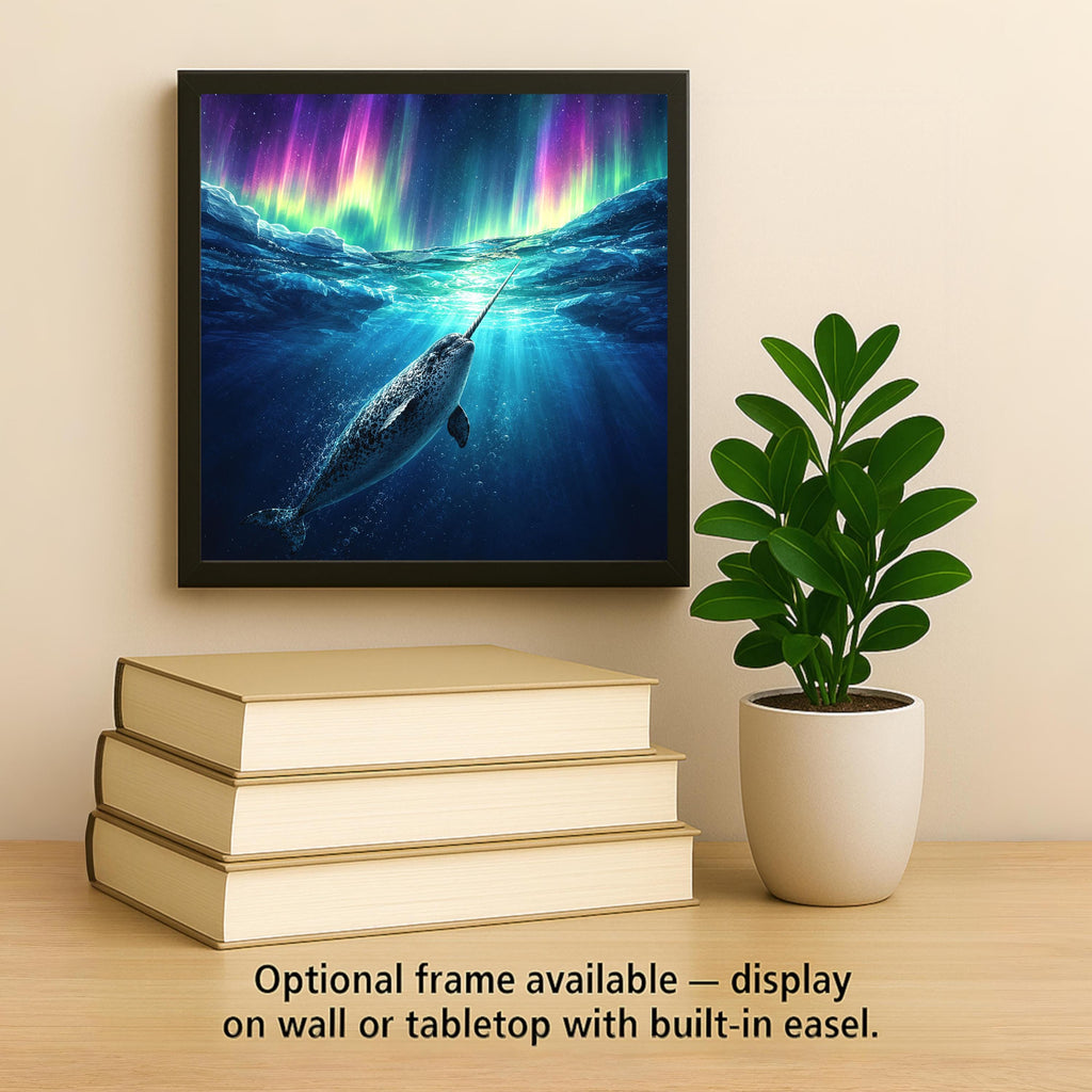 Narwhal Sea Unicorn Ceramic Art Tile – Aurora Ocean Decor, Coastal Beach House Accent