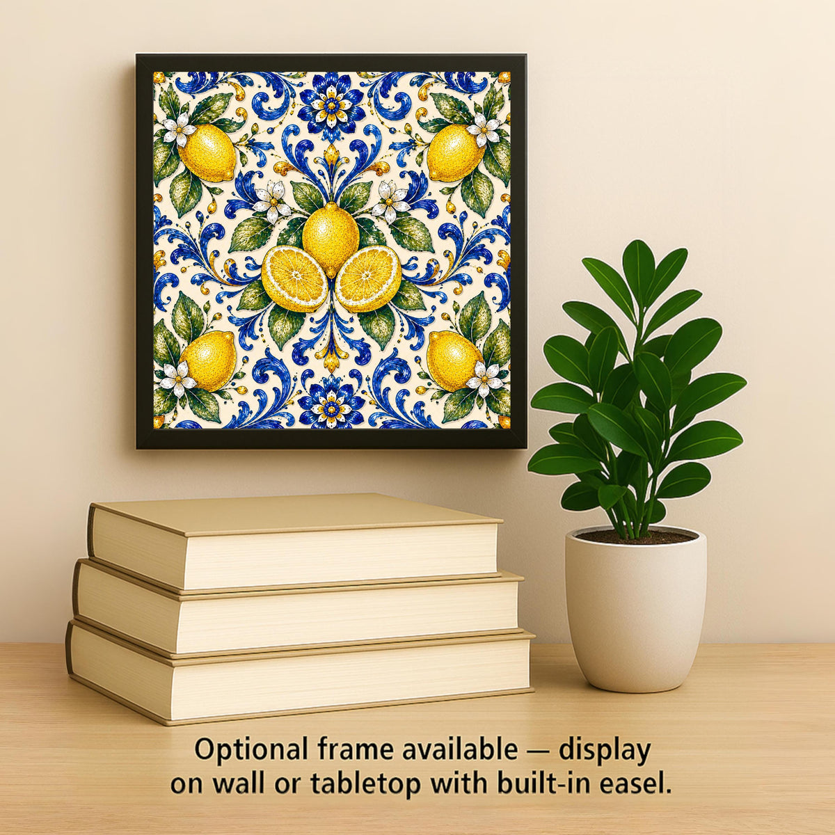 Amalfi Lemon Pattern Ceramic Tile | Italian Kitchen Wall Art | Mediterranean Majolica Tile | Sorrento Citrus Patterned Decor