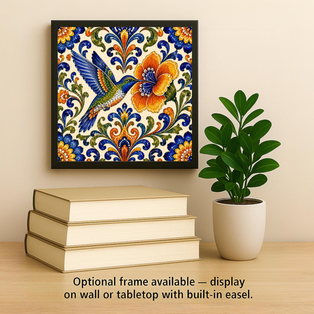 Hummingbird Wall Art Ceramic Tile Talavera Mexican Folk Art Kitchen Decor Hummingbird Tile Gift Bird Nature Art