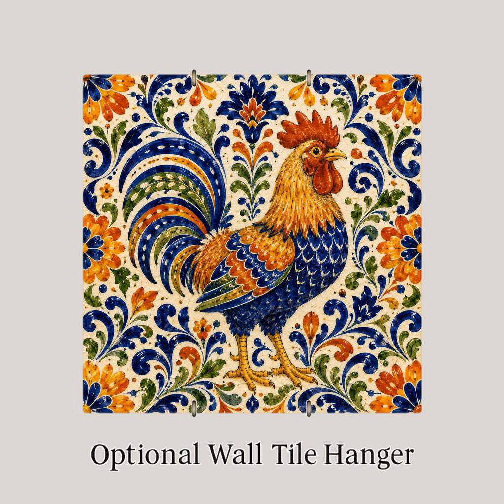 Talavera Rooster Wall Art Ceramic Tile Mexican Folk Art Decor Colorful Farmhouse Kitchen Bird Rooster Nature Art