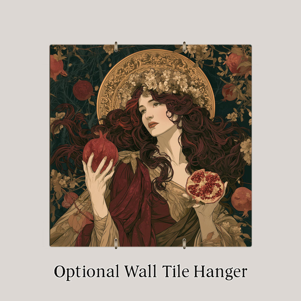 Persephone Wall Art Ceramic Tile Art Nouveau Greek Goddess Pomegranate Tile Greek Mythology Decor Dark Academia Art