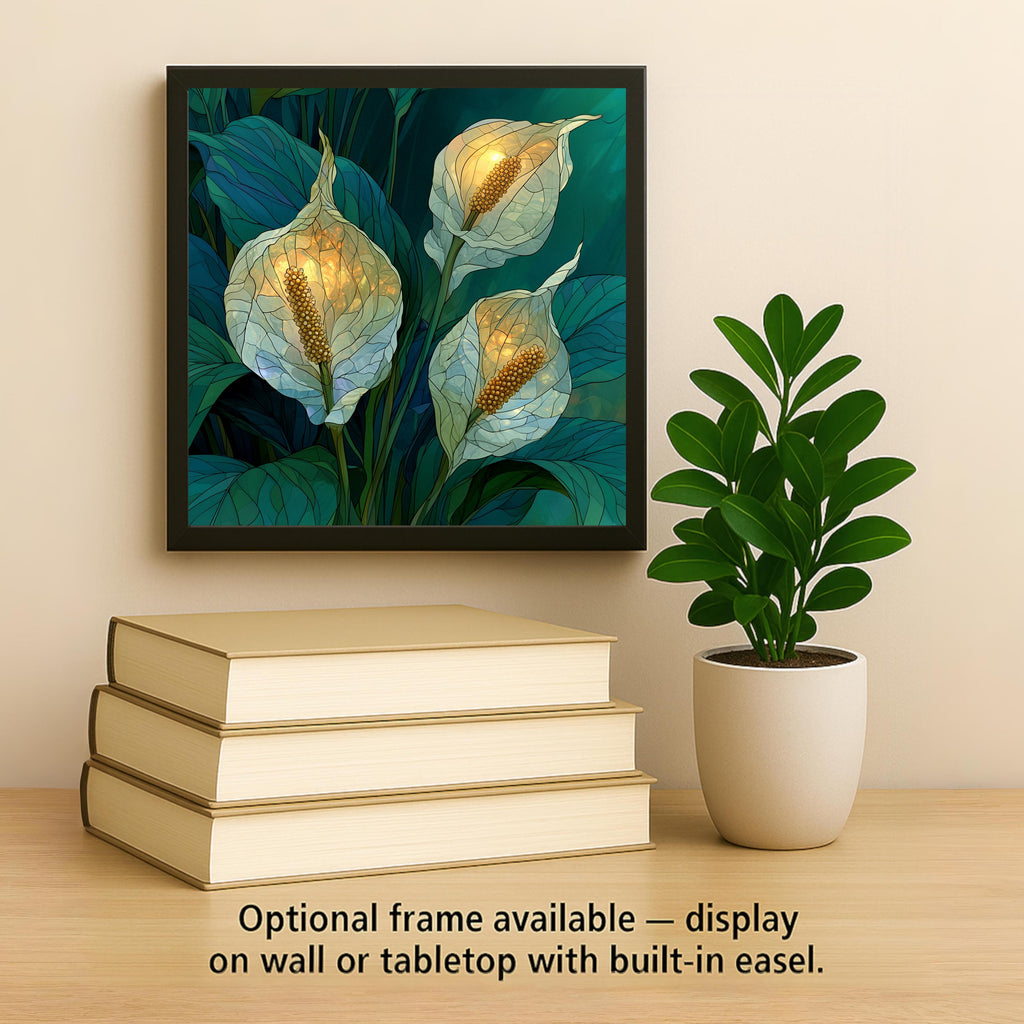 Peace Lily Wall Art Ceramic Tile Stained Glass Style Sympathy Decor White Lily In Loving Memory Botanical Nature Art