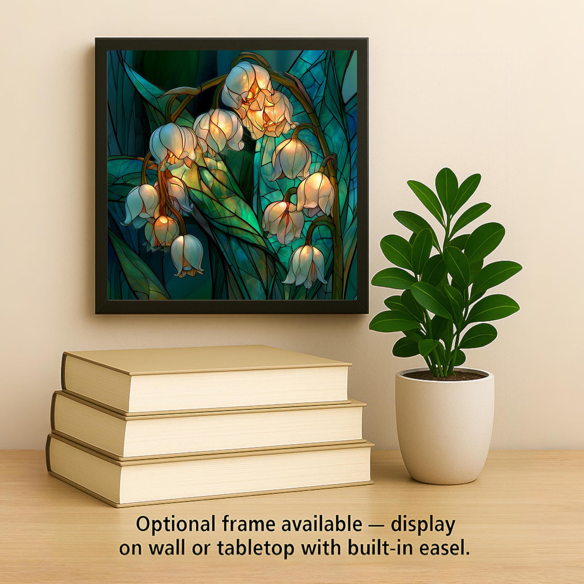 Lily of the Valley Ceramic Tile Wall Art Stained Glass Style May Birth Flower Sympathy Decor Botanical Nature Art