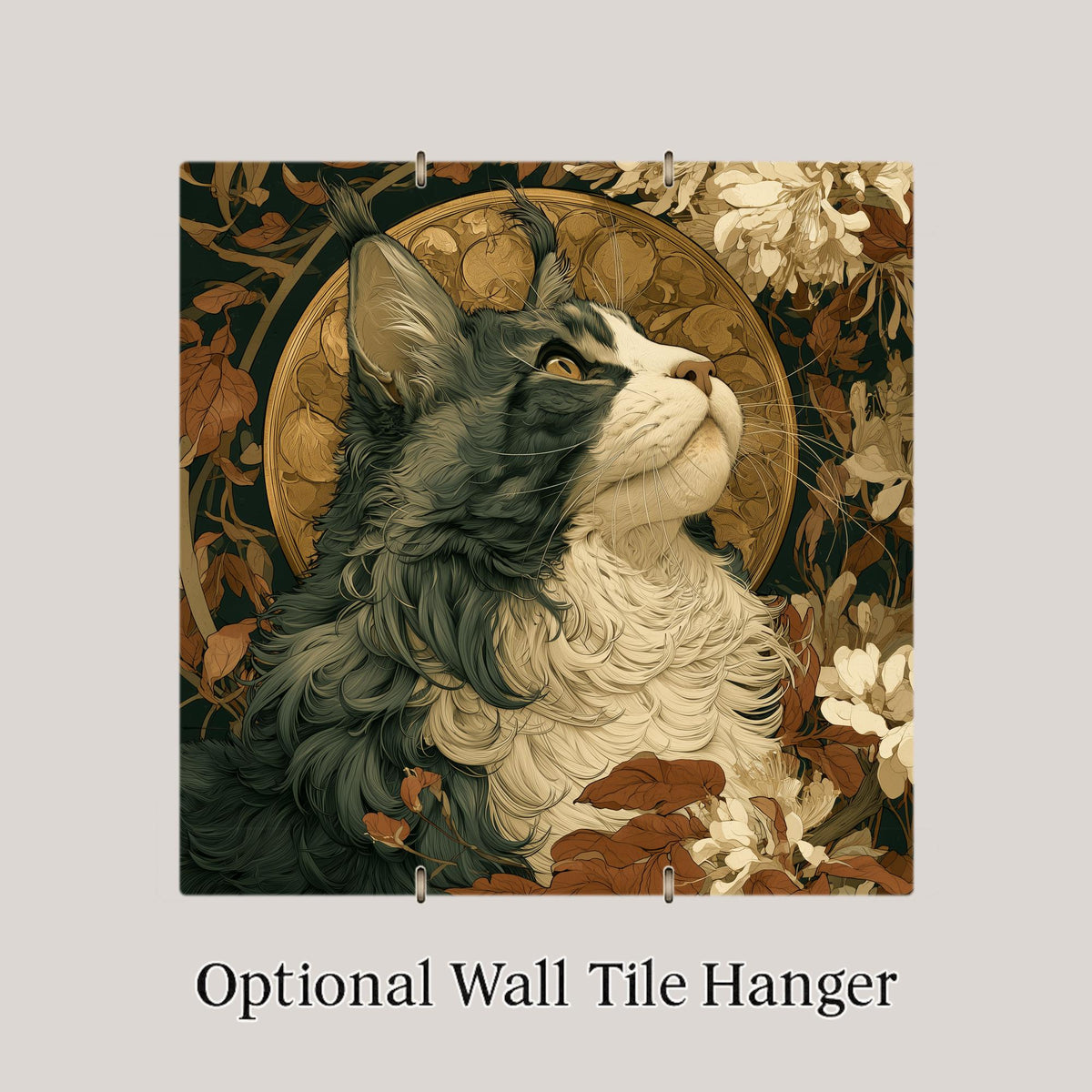 Maine Coon Wall Art Ceramic Tile Art Nouveau Cat Memorial Tile Gentle Giant Cat Portrait In Loving Memory Decor