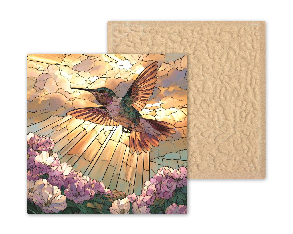 Hummingbird Memorial Wall Art Ceramic Tile Stained Glass Style Sympathy Remembrance Decor Bird Visitation Keepsake