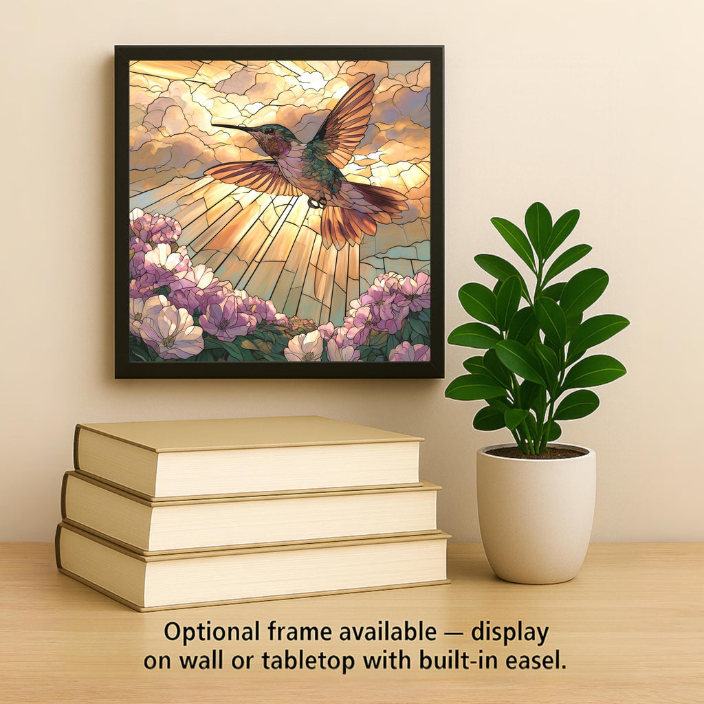 Hummingbird Memorial Wall Art Ceramic Tile Stained Glass Style Sympathy Remembrance Decor Bird Visitation Keepsake