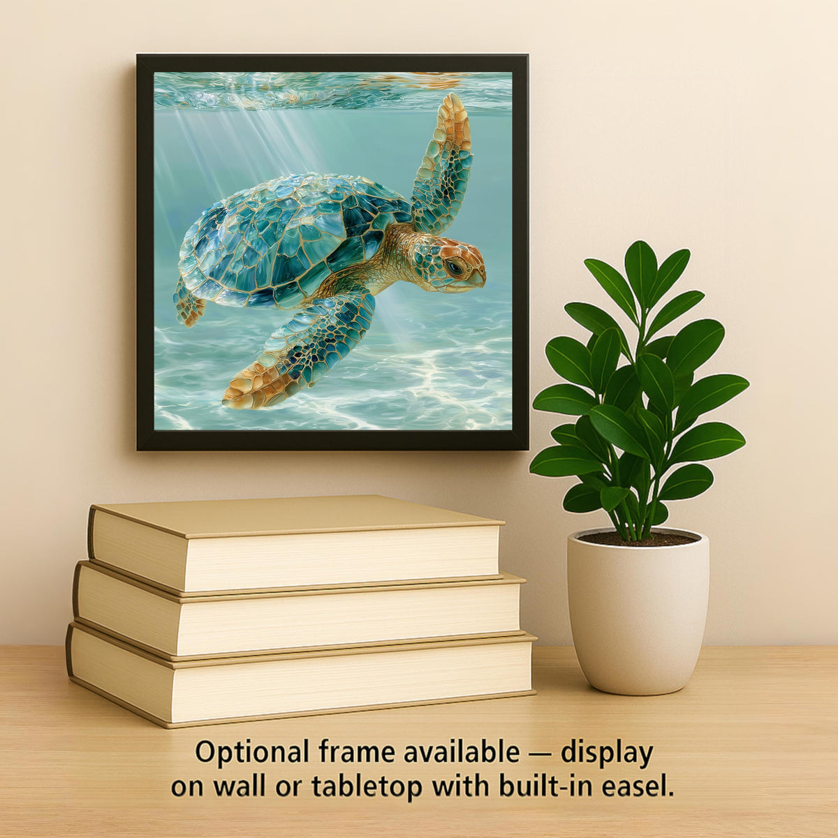 Sea Turtle Wall Art Ceramic Tile Sea Glass Style Coastal Ocean Decor Turquoise Beach House Nautical Nature Art