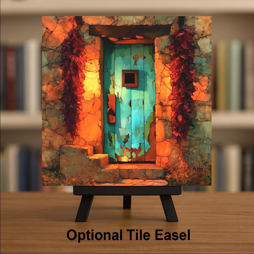 Chile Ristra Wall Art Ceramic Tile Stained Glass Style Adobe Doorway Southwest Kitchen Decor New Mexico Santa Fe Art