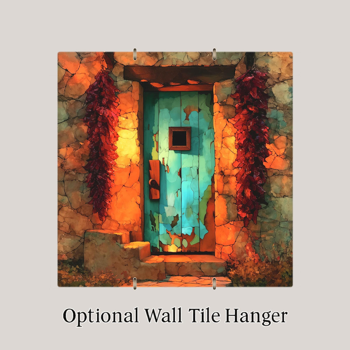 Chile Ristra Wall Art Ceramic Tile Stained Glass Style Adobe Doorway Southwest Kitchen Decor New Mexico Santa Fe Art