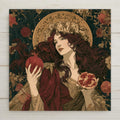 Persephone Wall Art Ceramic Tile Art Nouveau Greek Goddess Pomegranate Tile Greek Mythology Decor Dark Academia Art