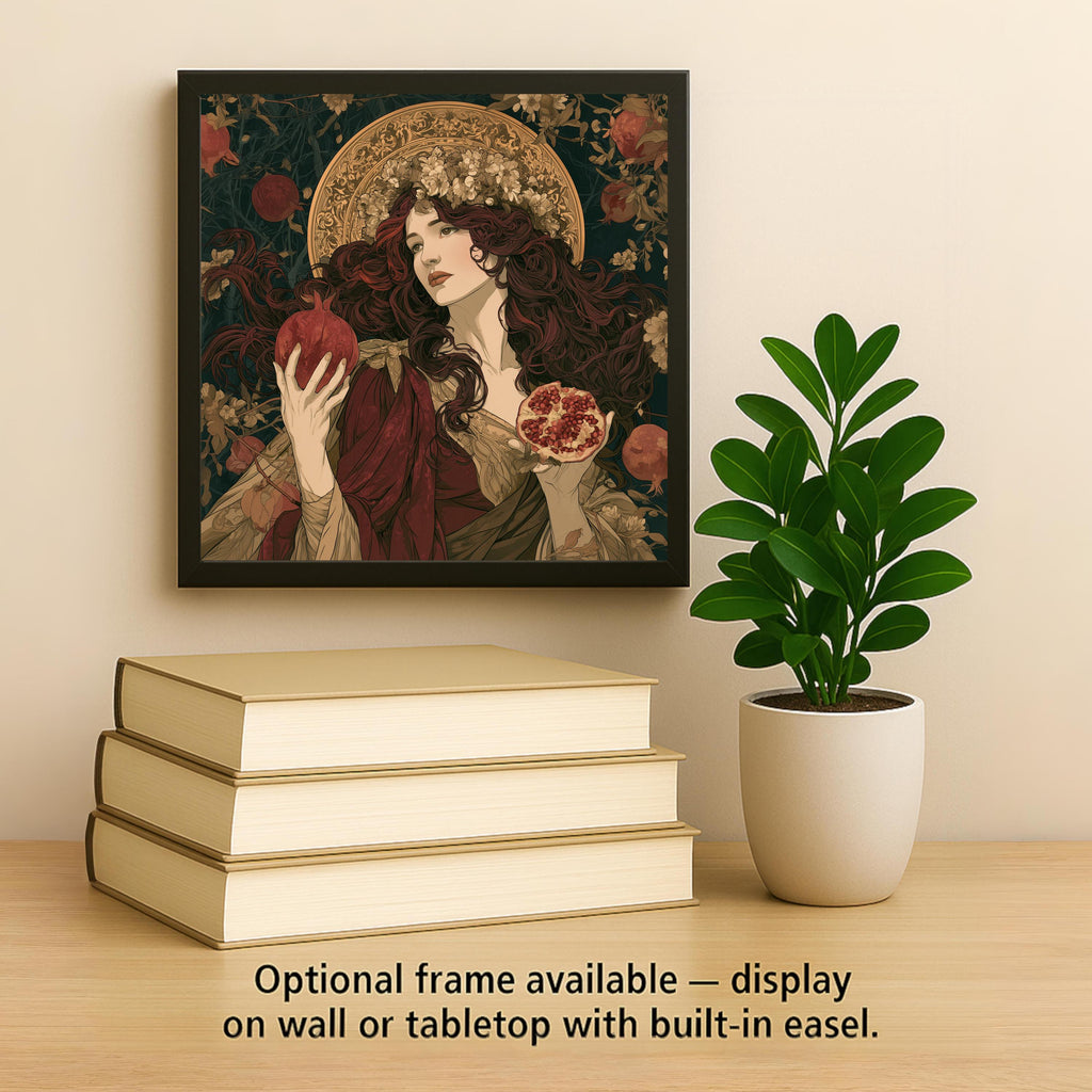 Persephone Wall Art Ceramic Tile Art Nouveau Greek Goddess Pomegranate Tile Greek Mythology Decor Dark Academia Art
