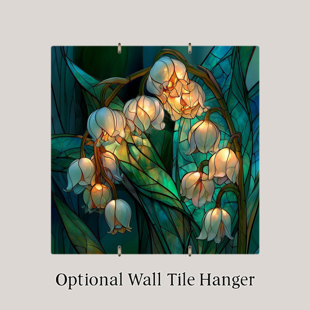 Lily of the Valley Ceramic Tile Wall Art Stained Glass Style May Birth Flower Sympathy Decor Botanical Nature Art
