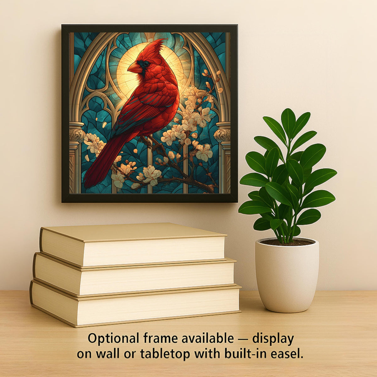 Cardinal Wall Art Ceramic Tile Stained Glass Style Memorial Bird Tile Cathedral Window Red Cardinal In Loving Memory