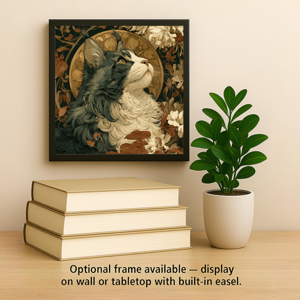 Maine Coon Wall Art Ceramic Tile Art Nouveau Cat Memorial Tile Gentle Giant Cat Portrait In Loving Memory Decor