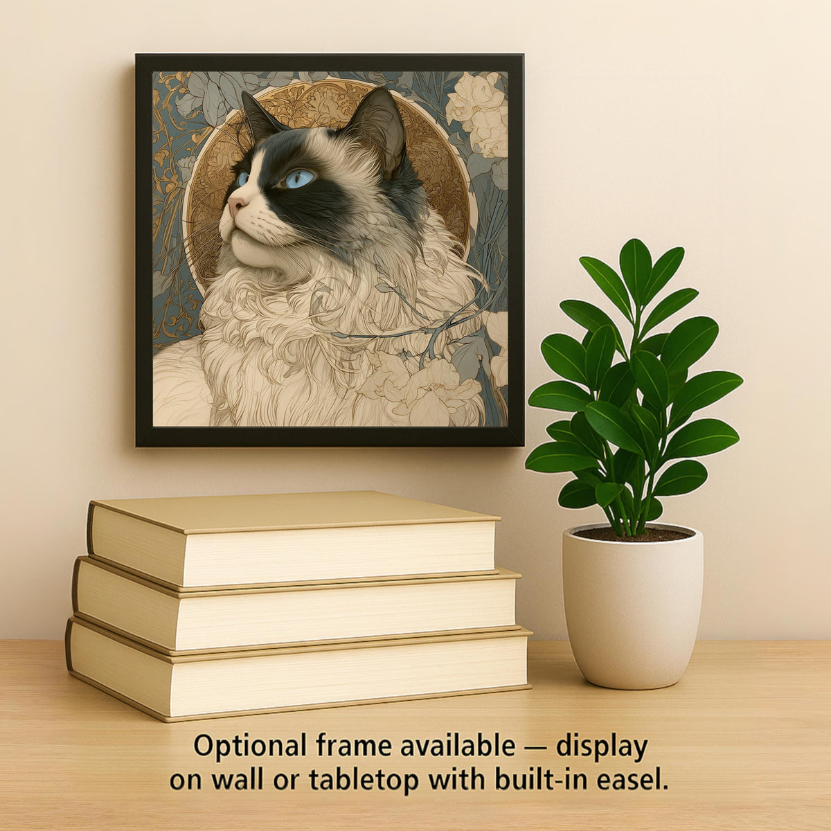 Ragdoll Cat Wall Art Ceramic Tile Art Nouveau Cat Memorial Tile Blue Eyed Cat Portrait In Loving Memory Keepsake