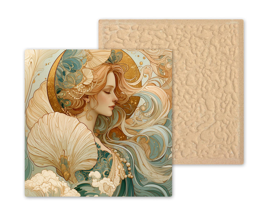 Aphrodite Wall Art Ceramic Tile Art Nouveau Greek Mythology Decor Goddess of Love Seashell Tile Romantic Wall Art