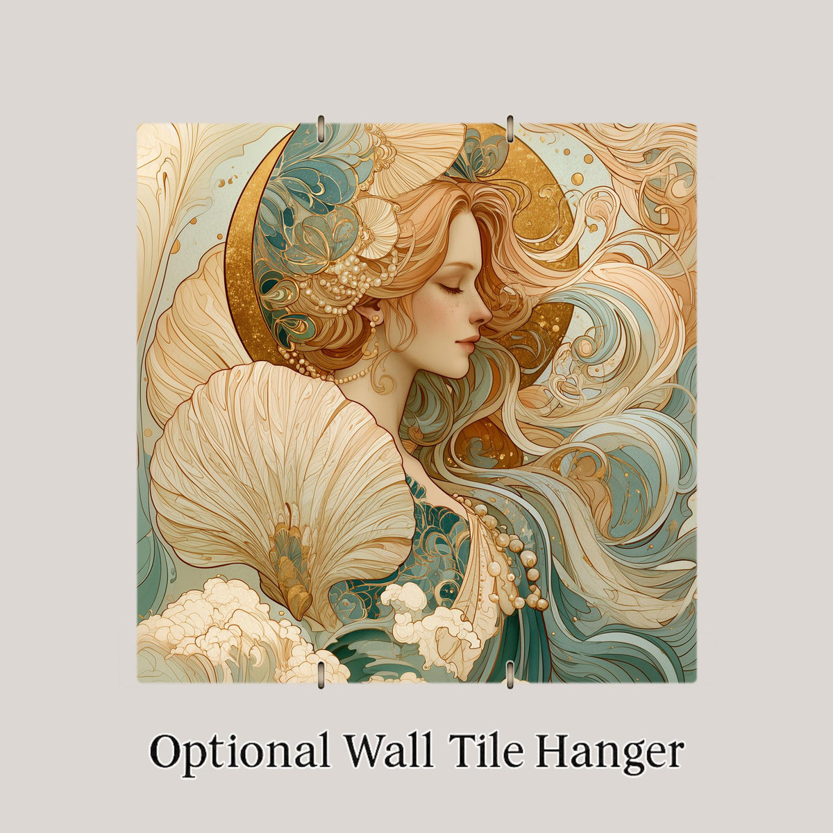 Aphrodite Wall Art Ceramic Tile Art Nouveau Greek Mythology Decor Goddess of Love Seashell Tile Romantic Wall Art
