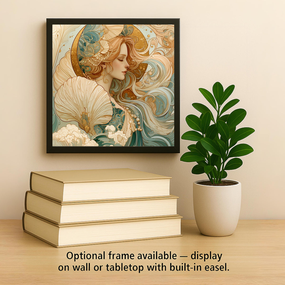 Aphrodite Wall Art Ceramic Tile Art Nouveau Greek Mythology Decor Goddess of Love Seashell Tile Romantic Wall Art