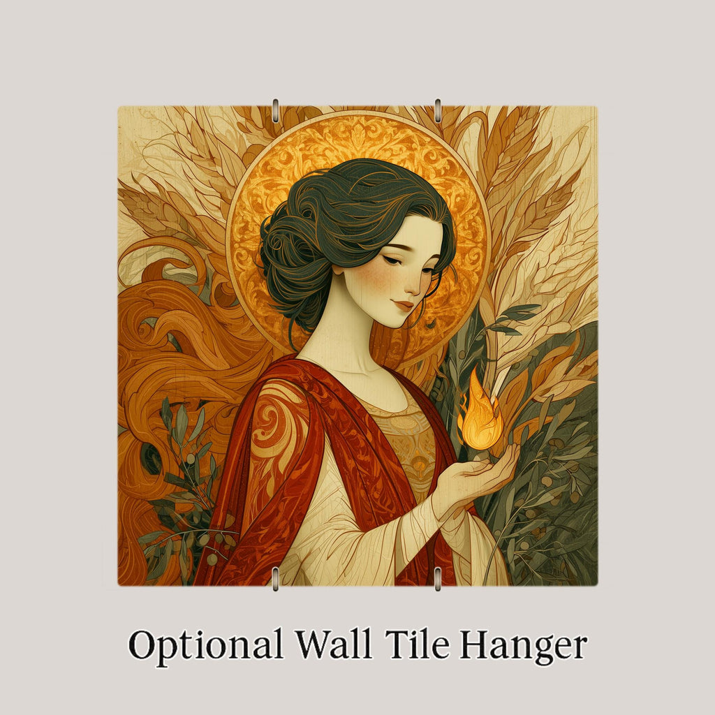 Hestia Wall Art Ceramic Tile Art Nouveau Greek Mythology Decor Goddess of Hearth Home Tile Housewarming Wall Art