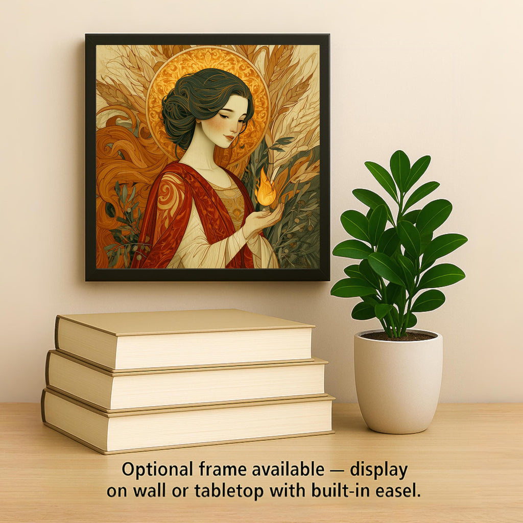 Hestia Wall Art Ceramic Tile Art Nouveau Greek Mythology Decor Goddess of Hearth Home Tile Housewarming Wall Art