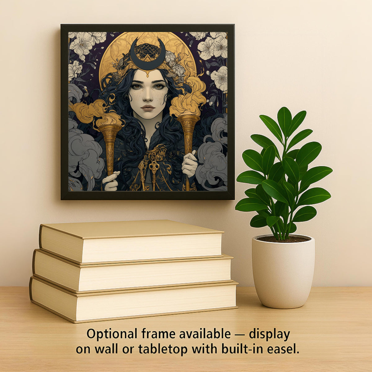 Hecate Wall Art Ceramic Tile Art Nouveau Greek Mythology Decor Witchy Goddess of Witchcraft Tile Dark Academia Art