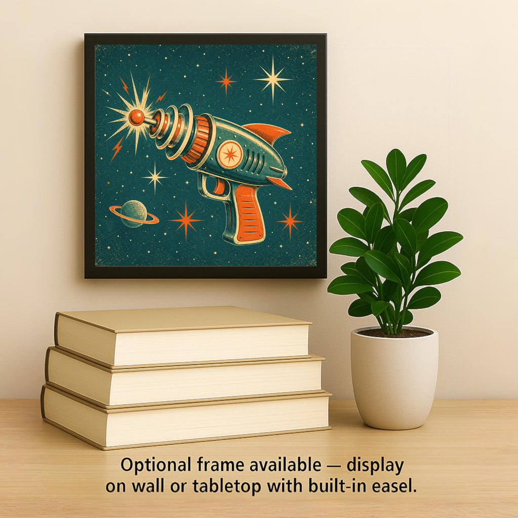 Ray Gun Ceramic Tile Retro Atomic Age Space Toy Vintage Sci Fi Illustration Mid Century Modern Wall Art Starburst Decor