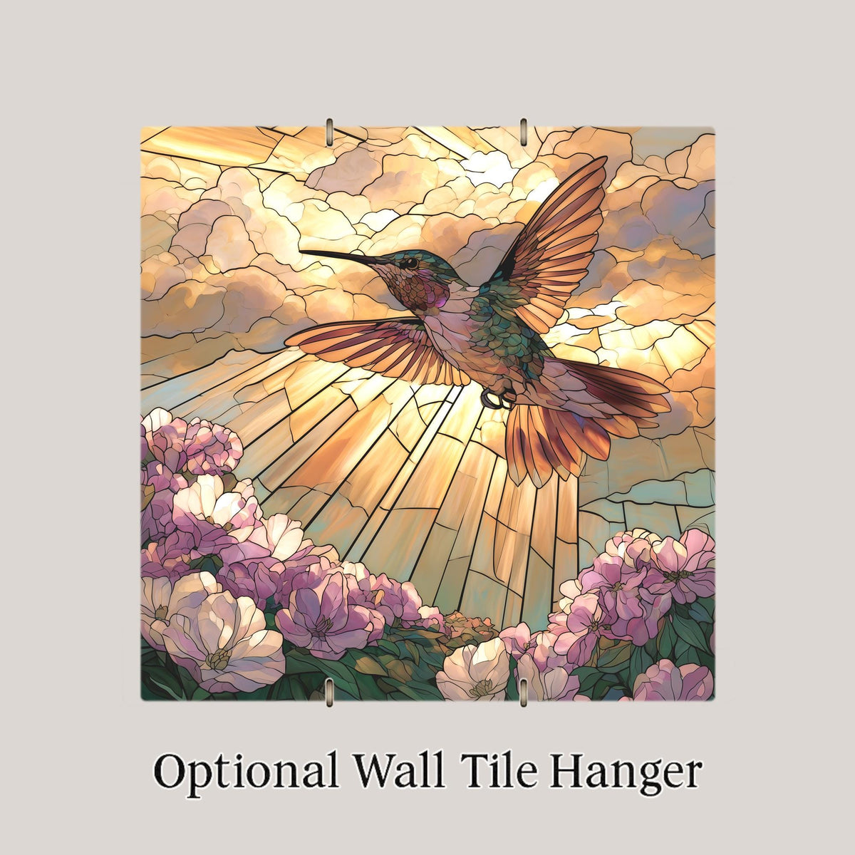 Hummingbird Memorial Wall Art Ceramic Tile Stained Glass Style Sympathy Remembrance Decor Bird Visitation Keepsake