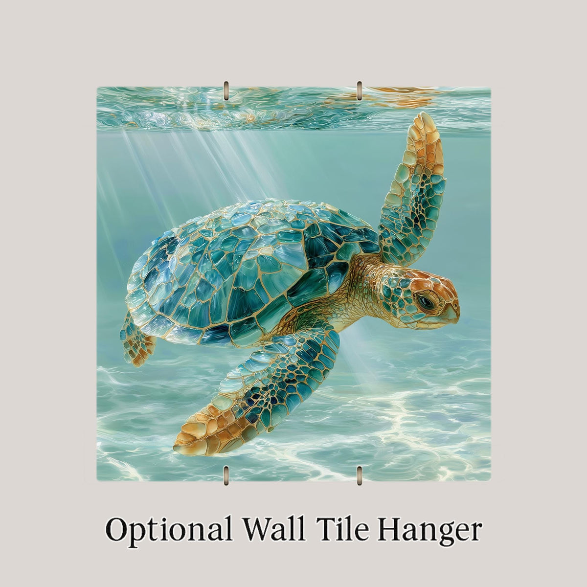 Sea Turtle Wall Art Ceramic Tile Sea Glass Style Coastal Ocean Decor Turquoise Beach House Nautical Nature Art