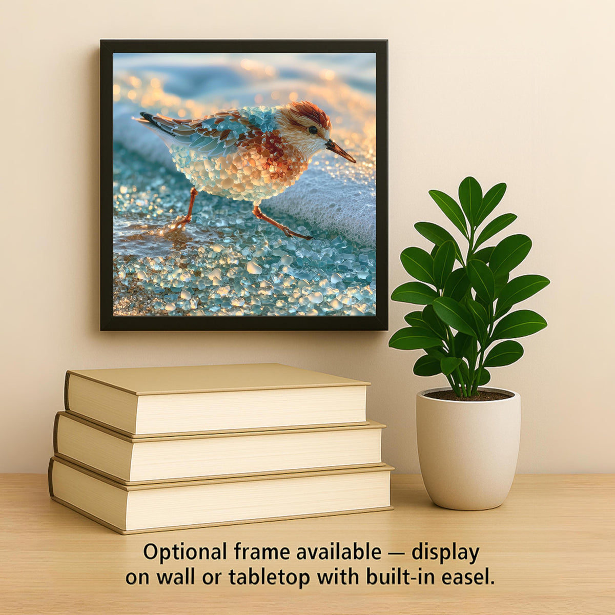 Sandpiper Ceramic Tile Wall Art Sea Glass Style Little Shorebird on Wet Sand Beach House Coastal Bathroom Decor